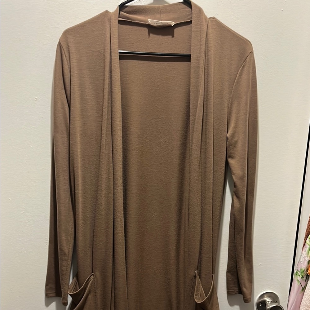 Brown Open Front Cardigan